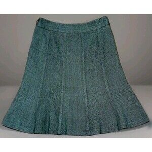 George Y2K Geometric A-Line Flare Skirt Sz 8 Gray Black Retro Mod Stretch Career